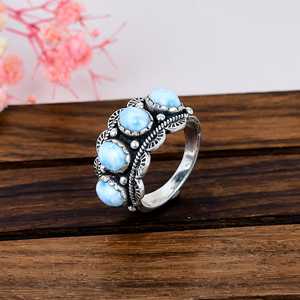 Bague en larimar, argent sterling, pierre précieuse bleu océan, bijou fait main, cadeau pour elle - Product Image 6