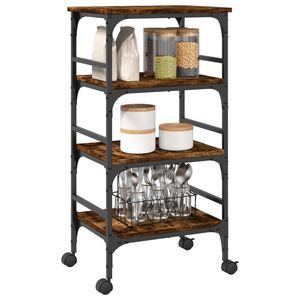 Chariot de cuisine en bois d'ingénierie de chêne fumé 17,7''x13,8''x35,2'' - Îlots et chariots de cuisine - Product Image 6
