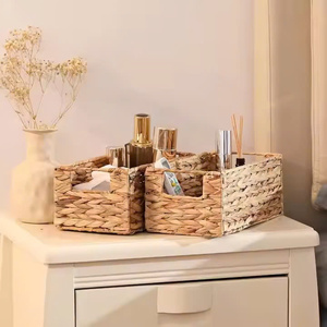 <b>Rectangular</b> makeup organizer tray made of water hyacinth, bathroom organizer tray. - Product Image 1