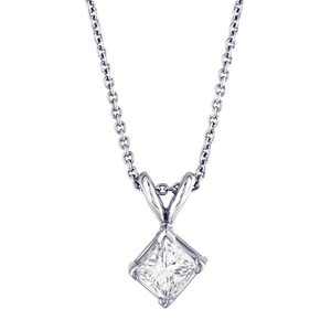 Pendentif en diamant taille princesse 0,56 CT plaqué rhodium or 14 carats - Product Image 2