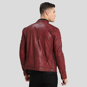 Blouson de motard personnalisé pour homme en cuir véritable marron, avec épaules matelassées, coupe ajustée, en peau de mouton souple, vêtement d'extérieur élégant - Product Image 3