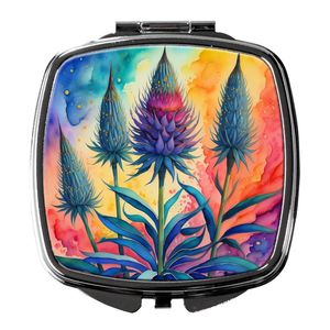 Coloré Eryngium Compact Maquillage Miroir Portable Pliant De Poche Conception Voyage Décor Cadeau pour Femmes et Filles - Product Image 1