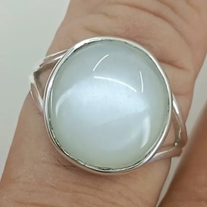 Rainbow Moonstone <b>Ring</b> 925 Sterling <b>Silver</b> Handmade <b>Statement</b> Promise <b>Ring</b> for Women Boho Round June Birthstone Jewelry - Product Image 5
