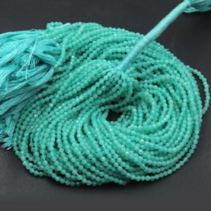 Cuentas de Amazonita Natural Grado AAA, Forma Rondelle Facetada, 3mm-3.5mm, Azul Cielo, Perforadas al Centro, Certificadas por CMA, Hilo de 13 Pulgadas para Joyería - Product Image 1