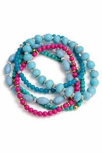 Bohemian Handmade <b>Glass</b> Beaded Bracelets Set Turquoise Purple Beads Gold Plated Charms Heart I Love You Unisex Eco-Friendly - Product Image 4