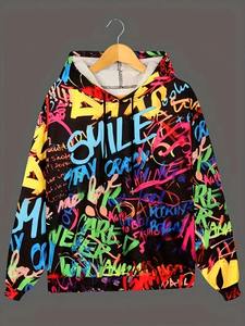 Sweat-shirt à capuche pour homme avec motif graffiti, impression par sublimation personnalisée - Product Image 2