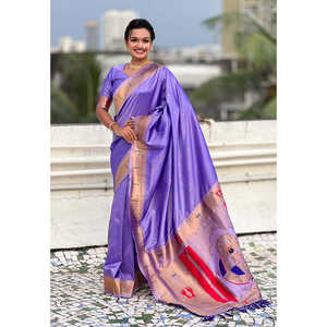 ผ้าไหมมาลาลักมี ปาธานี ลายลาเวนเดอร์ แบรนด์อีลิท วีฟส์ น้ำหนัก 650 กรัม เสื้อผ้าอินเดียและปากีสถาน - Product Image 6