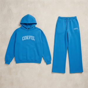 Survêtement urbain oversize pour femme avec sweat à capuche et pantalon de survêtement à jambe large, imprimé lettres universitaires personnalisées, en molleton épais, tenue de sport décontractée - Product Image 4