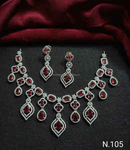 Diseños de moda con forma de cuadrado y Flor de diamante americano, conjunto de collar de fiesta de boda Chapado en plata, regalos para mujeres y niñas - Product Image 2