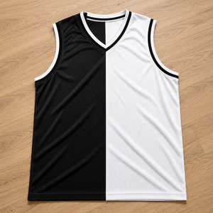 Camiseta de Baloncesto Unisex, Cuello en V, Sin Mangas, con Bloques de Color, Malla Transpirable, Poliéster, Corte Regular para Adultos, Todas las Temporadas - Product Image 1