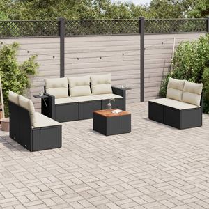 Juego de sofás modulares de jardín de ratán PE negro de 8 piezas, diseño modular práctico - Product Image 1