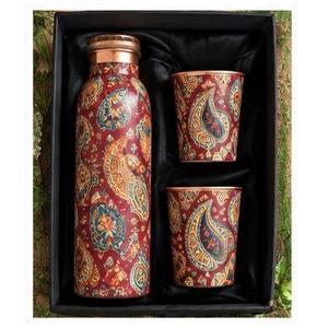 Floral Pattern <b>Metal</b> <b>Water</b> <b>Bottle</b> with Two Cups Set Portable Drinkware for Travel - Product Image 6