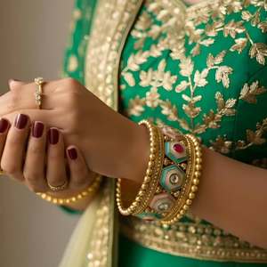 Royal Rajwari Luxury Bridal Wedding <b>Bangles</b> <b>Set</b> Traditional Kundan Meena Kari Trendy Peace Design Crystal Rhinestone Party Wear - Product Image 1