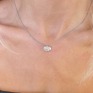 Colgante Solitario de Diamante Cultivado en Laboratorio de Corte Ovalado de 3 Quilates, Chapado en Rodio, 14K, Certificado IGI, Diamantes Rellenos, Clásico y Lujoso para Mujer - Product Image 5