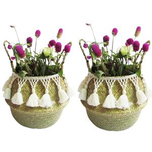 Cesta de mimbre con ribete decorativo de tela. Cesta de almacenamiento hecha a mano. Venta al por mayor. Ecológica. Hecho en Vietnam. - Product Image 5