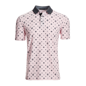 Chemise Homme Rose Clair à Manches Courtes avec Logo sur le Devant, Tissu Tricoté, Style Décontracté, Coupe Classique, 100% Polyester, Séchage Rapide, Respirant - Product Image 1