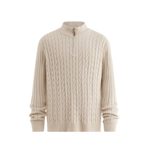 Custom Logo Men's Winter Sweater Pullover with Jacquard Pattern Knitted Top <b>Turtleneck</b> <b>Jumper</b> Zipper Closure Knitwear ODM/OEM - Product Image 2