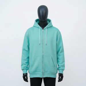 Sweat à capuche zippé surdimensionné personnalisé, épais et de couleur unie, vert clair, style hip-hop, haute qualité - Product Image 1