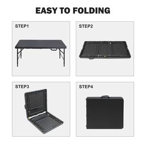Tavolo Pieghevole Portatile Nero da 120 cm per Interni ed Esterni con Capacità di Carico Massima di 135 kg per Campeggio - Product Image 4