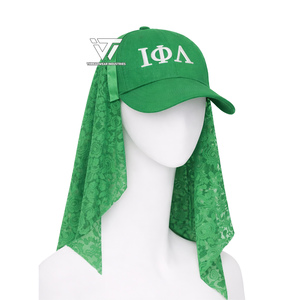 Casquette de baseball brodée avec voile en dentelle, vêtements de la sororité grecque Iota Phi Lambda, accessoires grecs, vente en gros - Product Image 1