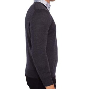 Pull en laine/acrylique noir pour homme, col en V, respirant, séchage rapide, anti-boulochage, couleur unie, tissu 400g, vêtements d'hiver 2027 - Product Image 4