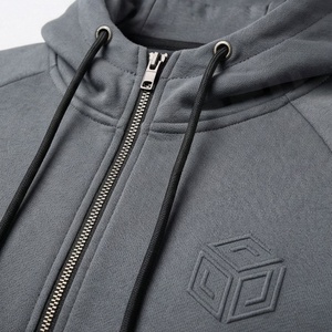 Ensemble de survêtement gris à capuche pour homme, sweat-shirt et pantalon à fermeture éclair intégrale, couleur unie, vêtements de sport décontractés avec poches latérales - Product Image 4