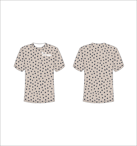 T-shirt personnalisé sublimé imprimé intégralement motif pois beiges et noirs unisexe col rond respirant en polyester Ferocious Clothing - Product Image 1