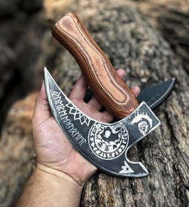 Cuchillos Vikingos para Cortar Pizza, Diseño 2026, Hechos a Mano, Hoja de Acero con Alto Contenido de Carbono, Mango de Madera de Grado Industrial, OEM, Gran Venta - Product Image 3