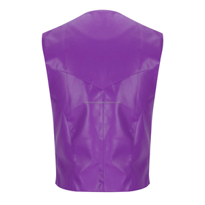 Chaleco de cuero transpirable de alta calidad para hombre, cierre de estilo a presión, cuello en V, servicio OEM para pedidos a granel, Color púrpura - Product Image 2