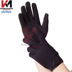Gants d'équitation en cuir véritable de luxe avec fermeture élastique au poignet - Product Image 5