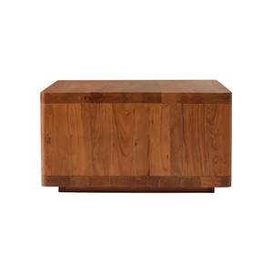 Table basse en teck massif de qualité supérieure, table centrale rectangulaire moderne, profil bas avec rangement ouvert et bords lisses - Product Image 3