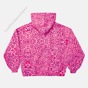 เสื้อฮู้ดซิปพิมพ์ลายเสือดาว ผ้าฝ้าย 100% GSM หนัก ดีไซน์สตรีทแวร์แบบกำหนดเอง รับผลิตแบบ DTF, DTG, สกรีน, พัฟสกรีน รับผลิตแบบ OEM ODM ขายส่งจำนวนมาก - Product Image 4