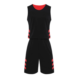 Ensemble de maillots et shorts de basket-ball unisexe noir OEM, personnalisable avec le nom/le numéro de l'équipe, respirant, séchage rapide, kit de basket-ball d'été - Product Image 3