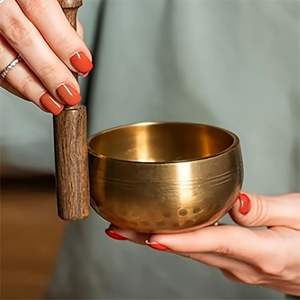 Cuenco tibetano de latón iluminado, instrumento tradicional de meditación para yoga, terapia de sonido, curación, relajación, armonía espiritual - Product Image 3