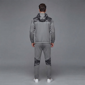 Ensemble de survêtement 2 pièces pour homme, motif camouflage color block, coupe-vent à capuche zippé, pantalon de jogging ample à cordon de serrage, style urbain, imperméable et léger - Product Image 6