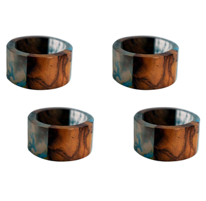 Anneau de serviette en résine naturelle et bois, bleu ciel et blanc, 5 cm, avec logo personnalisé, emballage cadeau - Product Image 6