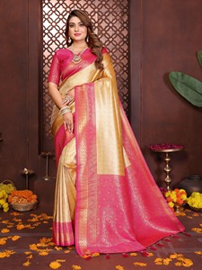 Banarasi <b>Tissue</b> Silk Saree-Traditional <b>Wedding</b> Party Diwali Floor-Length Women's Saree - Product Image 3