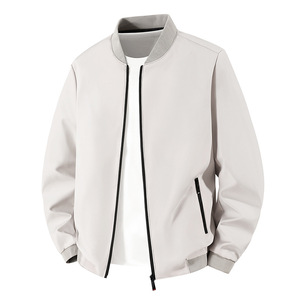 Veste bomber décontractée pour homme en daim avec col montant et fermeture éclair, broderie de logo personnalisée - Product Image 2