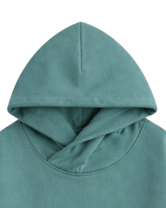 Sweat à capuche vert sarcelle pour homme, style décontracté streetwear, en molleton de coton, avec poche kangourou, logo personnalisé, vente en gros OEM - Product Image 4