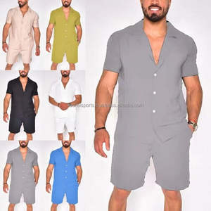 Vêtements de sport sur mesure pour hommes grande taille, logo personnalisé, vêtements d'été, couleur unie, ensemble deux pièces pour homme, t-shirt en coton, ensembles courts - Product Image 5