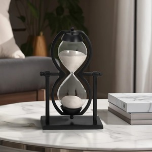 Sablier en verre noir de qualité supérieure, élégant et décoratif, idéal pour table console, table basse et décoration intérieure, provenant d'Inde. - Product Image 6