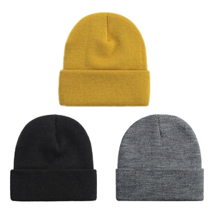 Gorro de Punto Unisex de Color Sólido, 100% Acrílico, para Invierno, para Adultos, 56-58CM, Estilo Casual, Verde, Amarillo, Rojo - Product Image 3