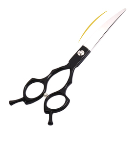Hot Sale Upward and Downward Curved Hair Scissors Stainless Steel Sharp Blade Right Handed <b>Long</b> <b>Handle</b> Red Finish - Product Image 2