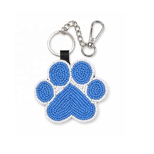 Glass Beads Dog Foot Bag Charms Keychain <b>Cute</b> Beaded Bag Charms for Tote Bag Accessories Handbags <b>Purse</b> Charm Gifts for Women - Product Image 1