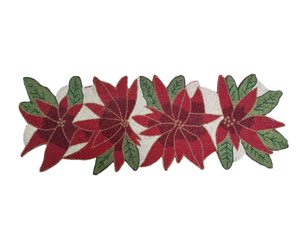 Embroidered Floral <b>Table</b> <b>Runner</b> Red Green Leaves Modern Home Decor Washable Polyester - Product Image 2
