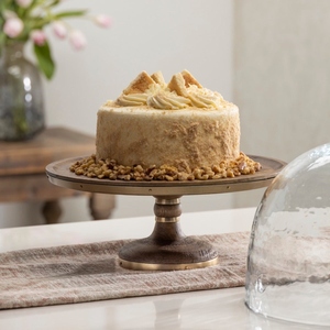 Premium Wooden <b>Cake</b> <b>Stand</b> Featuring A Warm Brown Wood Finish And Elegant Metallic Banding With <b>Stand</b> Serving & Home Decoration - Product Image 6