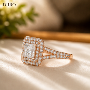 Anillo de Compromiso de Moissanita con Corte Princesa Chapado en Oro Rosa con Diseño Halo, Certificado GRA, Anillo Personalizado con Forma Elegante - Product Image 5