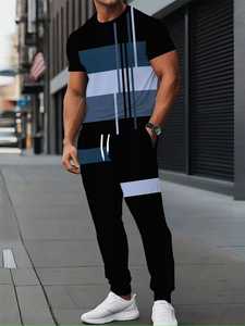 Nuevo Conjunto Deportivo de Verano Premium Cómodo y Sólido para Hombre, 100% Algodón Transpirable, Informal, para Exteriores, con Logotipo Personalizado - Product Image 3