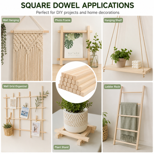 Varillas Cuadradas de Madera Elegantes con Extremos Lisos para Manualidades, Decoración del Hogar y Complementos DIY de Alta Calidad - Product Image 6