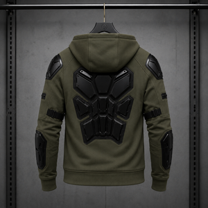 Sweat à capuche moto brodé coupe ample d'hiver avec fermeture éclair, armure renforcée, séchage rapide, polaire imperméable, pour trajets quotidiens et sécurité routière - Product Image 2